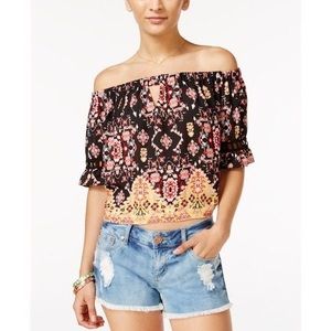 Material Girl Printed Off-The-Shoulder Crop Top